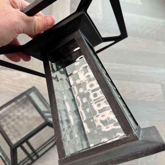 PartyLite Black Metal Glass Lantern Outdoor Candle Holder Mission Style Retired - Picture 7 of 8